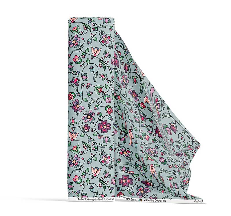 Amber Evening Garland Turquoise 42 Inch Pre Order Cotton Poplin