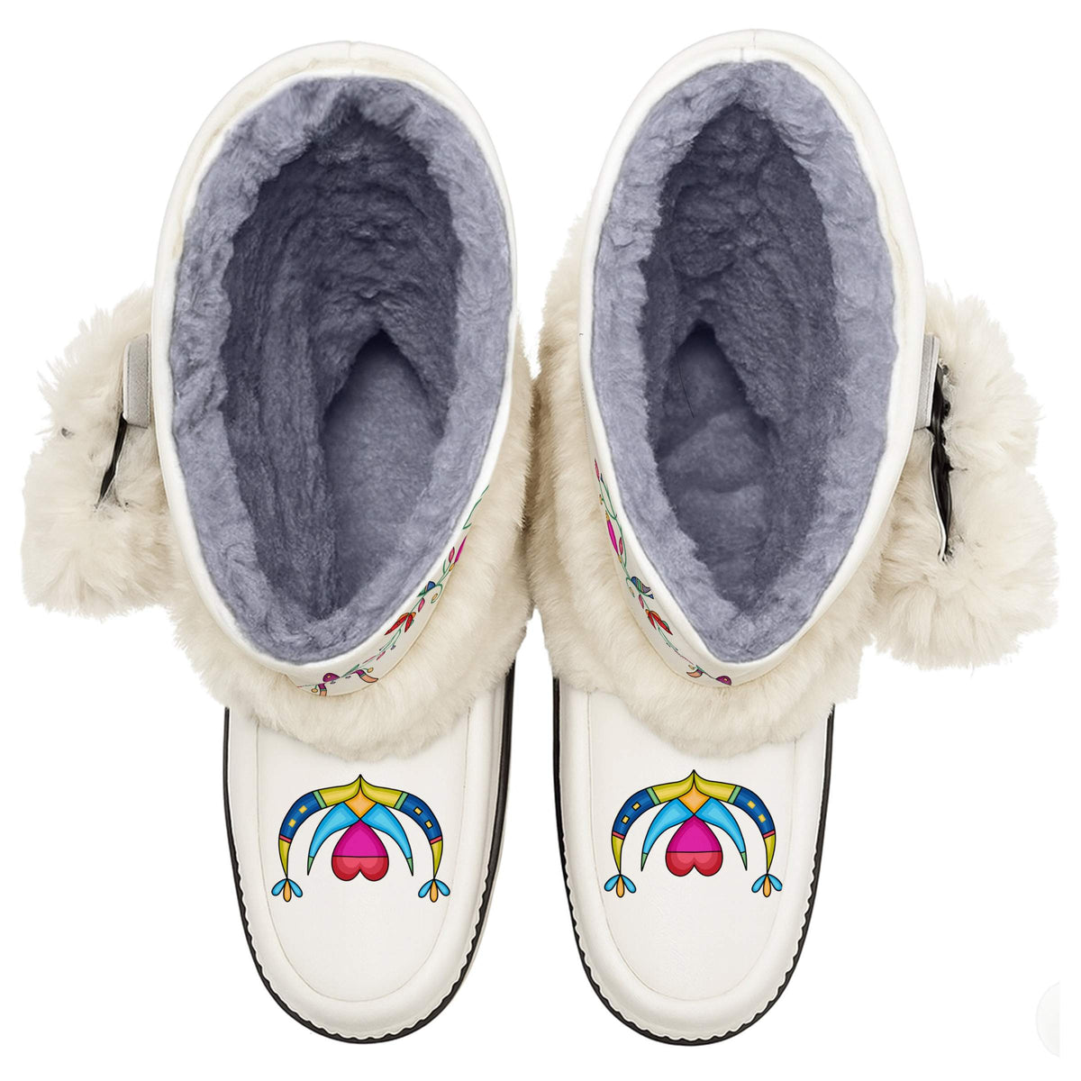 Ancestral Embers White Real Leather MocLux Calf with White Fur