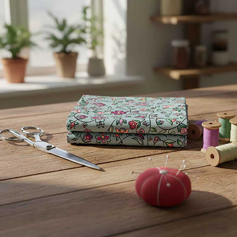 Amber Evening Garland Turquoise 42 Inch Pre Order Cotton Poplin