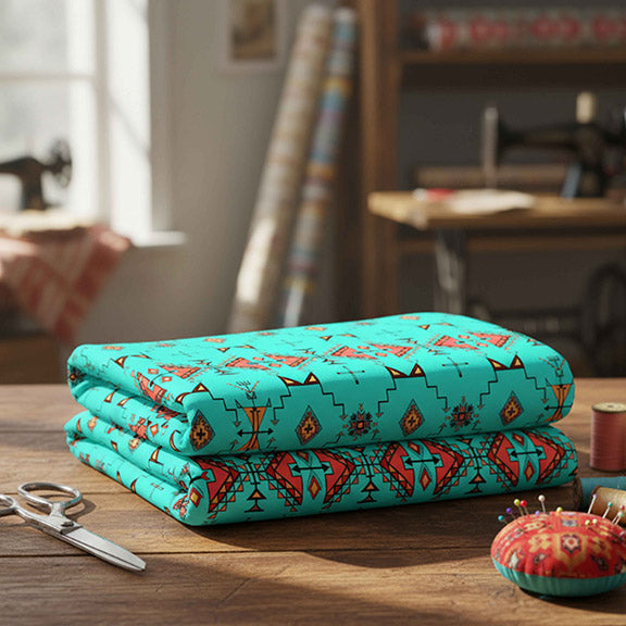 Thunder Flight Turquoise Satin Fabric By the Yard Pre Order