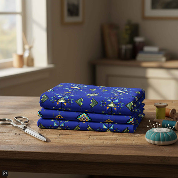 Bear Shield Dark Blue Satin Fabric By the Yard Pre Order