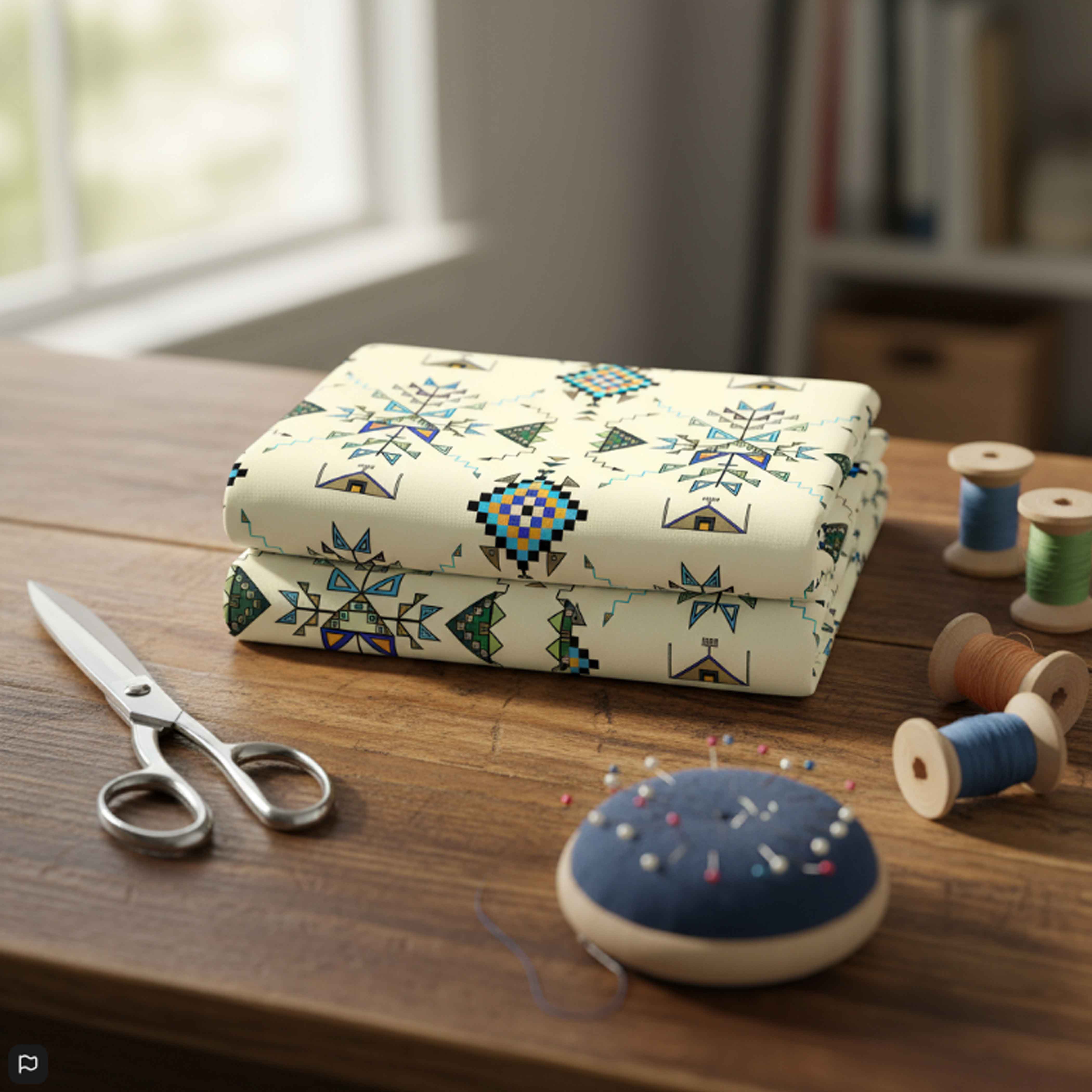 Bear Shield Cream 42 Inch Cotton Poplin Pre Order