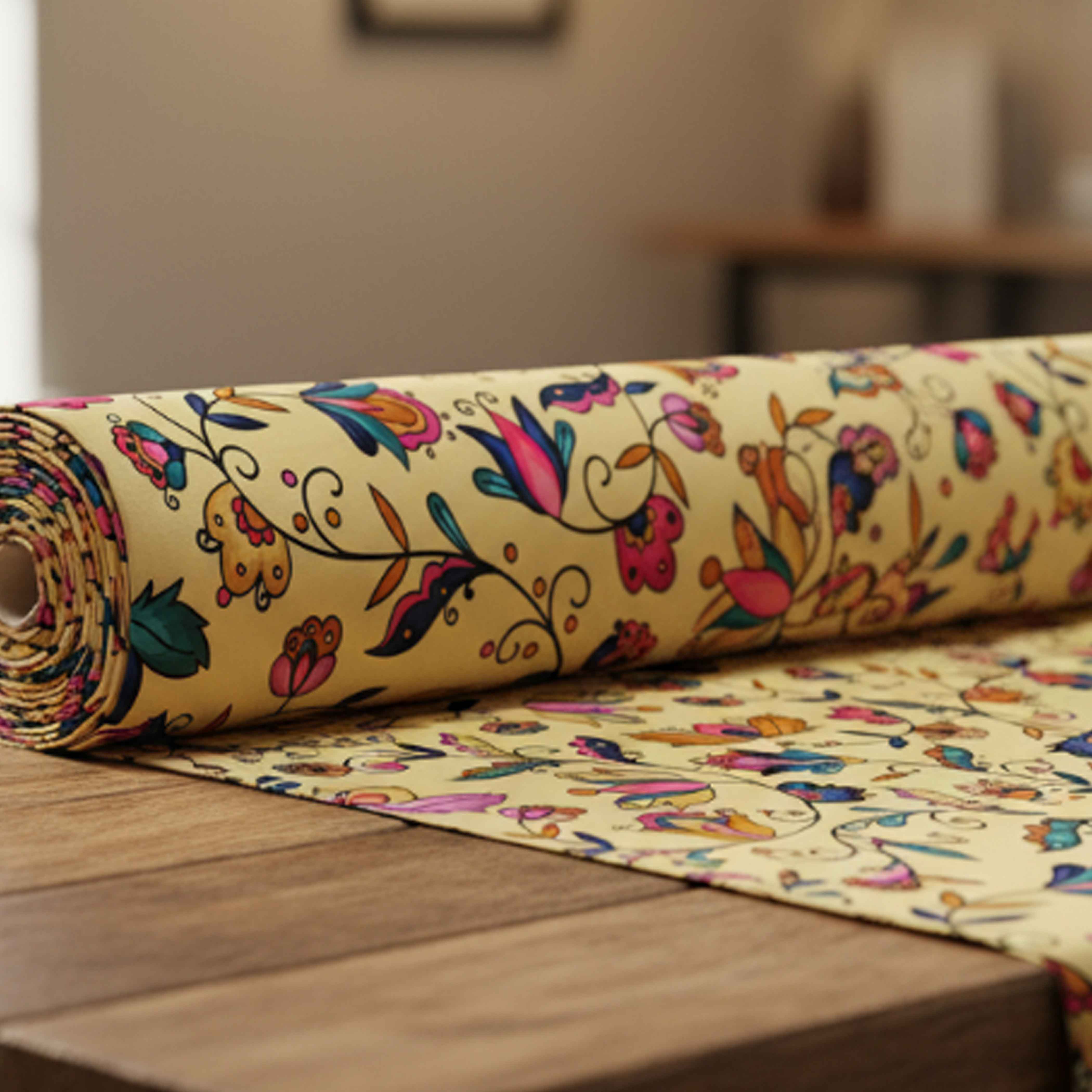 Copper Prairie Petals Yellow 42 Inch Cotton Poplin Pre Order