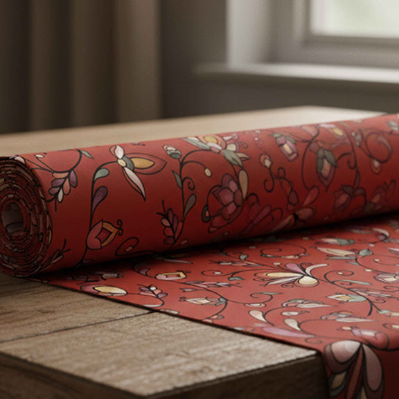 Burnt Sky Petals Red Satin Fabric By the Yard Pre Order