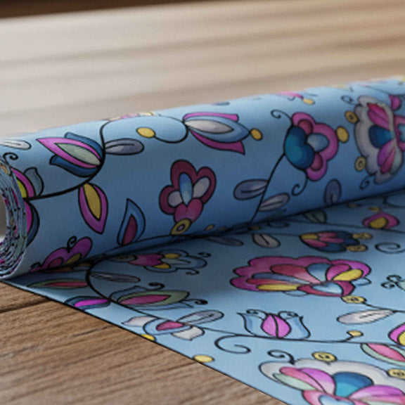 Autumn Bundle Blessing Blue Satin Fabric By the Yard Pre Order