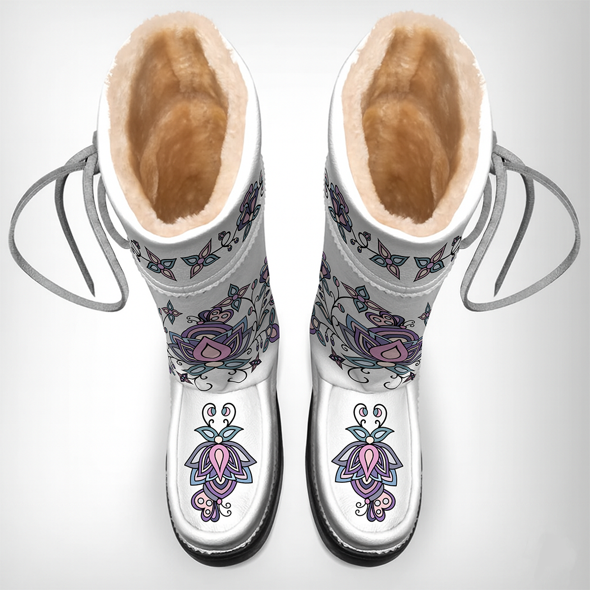 Snow Petal Spirit Real Leather MocLux Tall