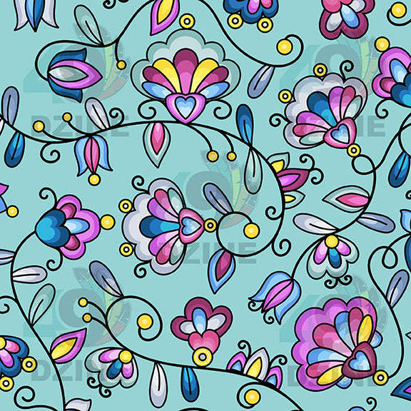 Autumn Bundle Blessing Turquoise Satin Fabric By the Yard Pre Order