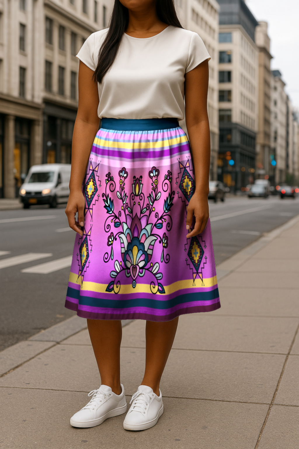 Autumn Bundle Blessing Elastic Waist Pocket Midi Skirt