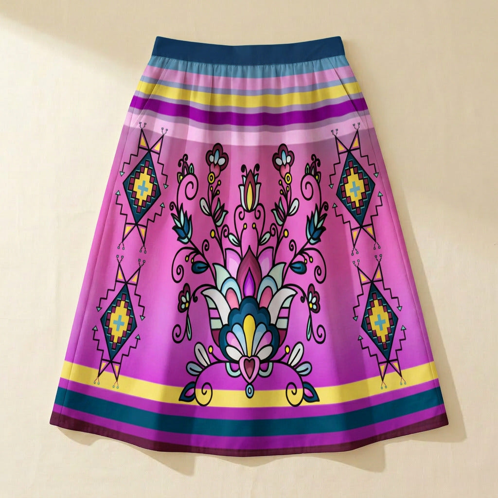 Autumn Bundle Blessing Elastic Waist Pocket Midi Skirt