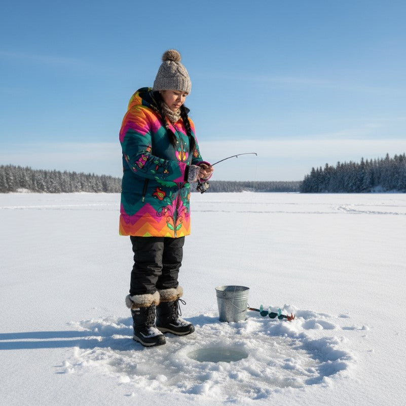 Autumn Kinship Wreath Women's Hooded Puffer Coat