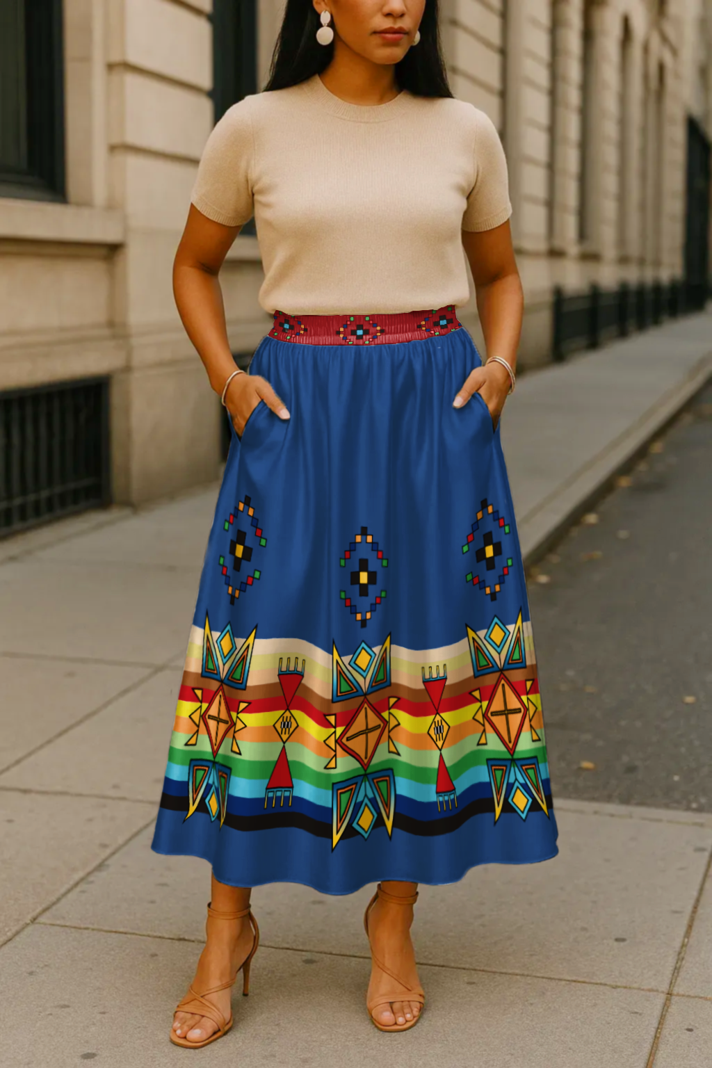Beaded Starbust Geometric Skirt