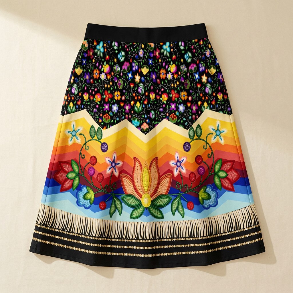 Beaded Offering Black 3 Elastic Waist Pocket Midi Skirt