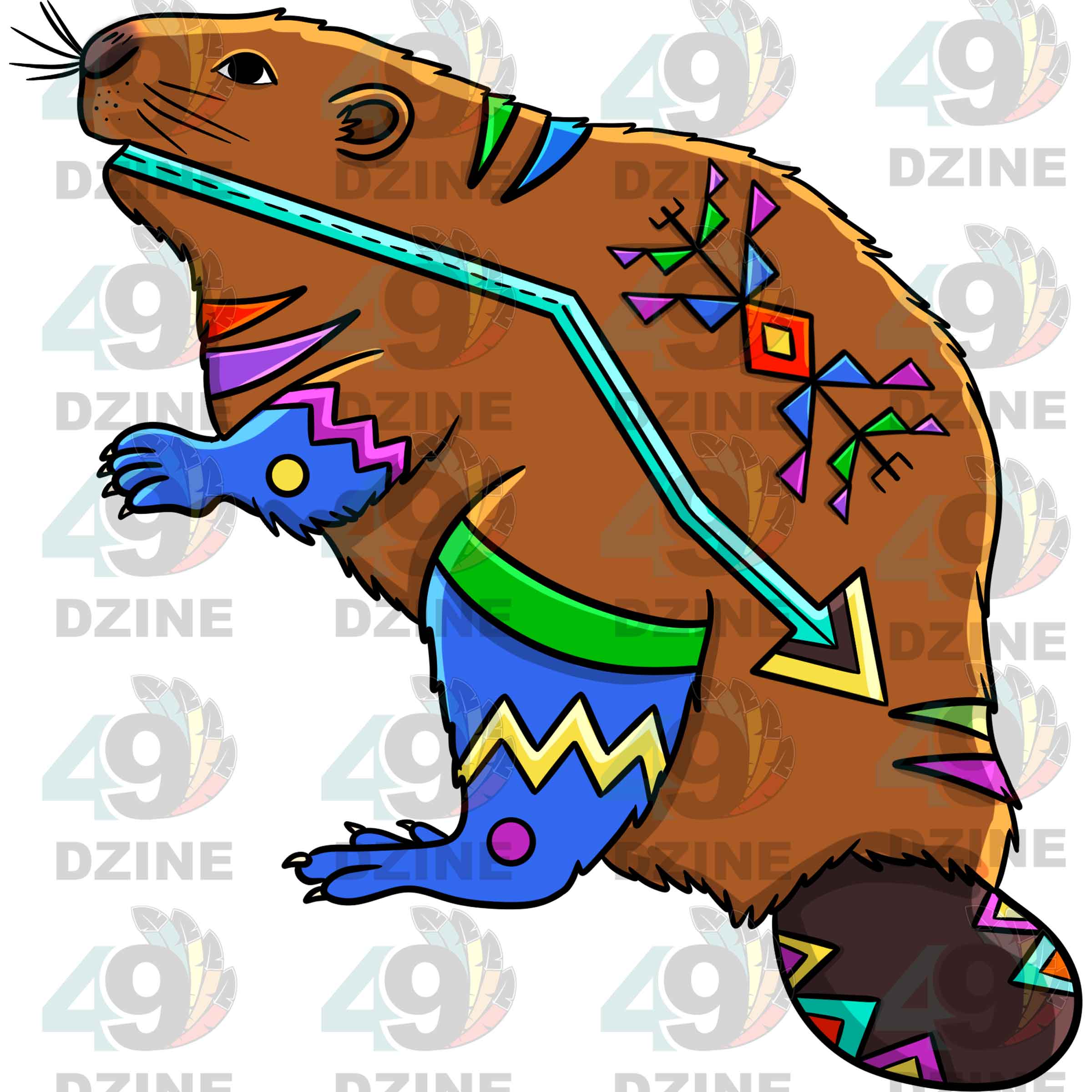 Beaver 5 Colored Transfer (Various Sizes)