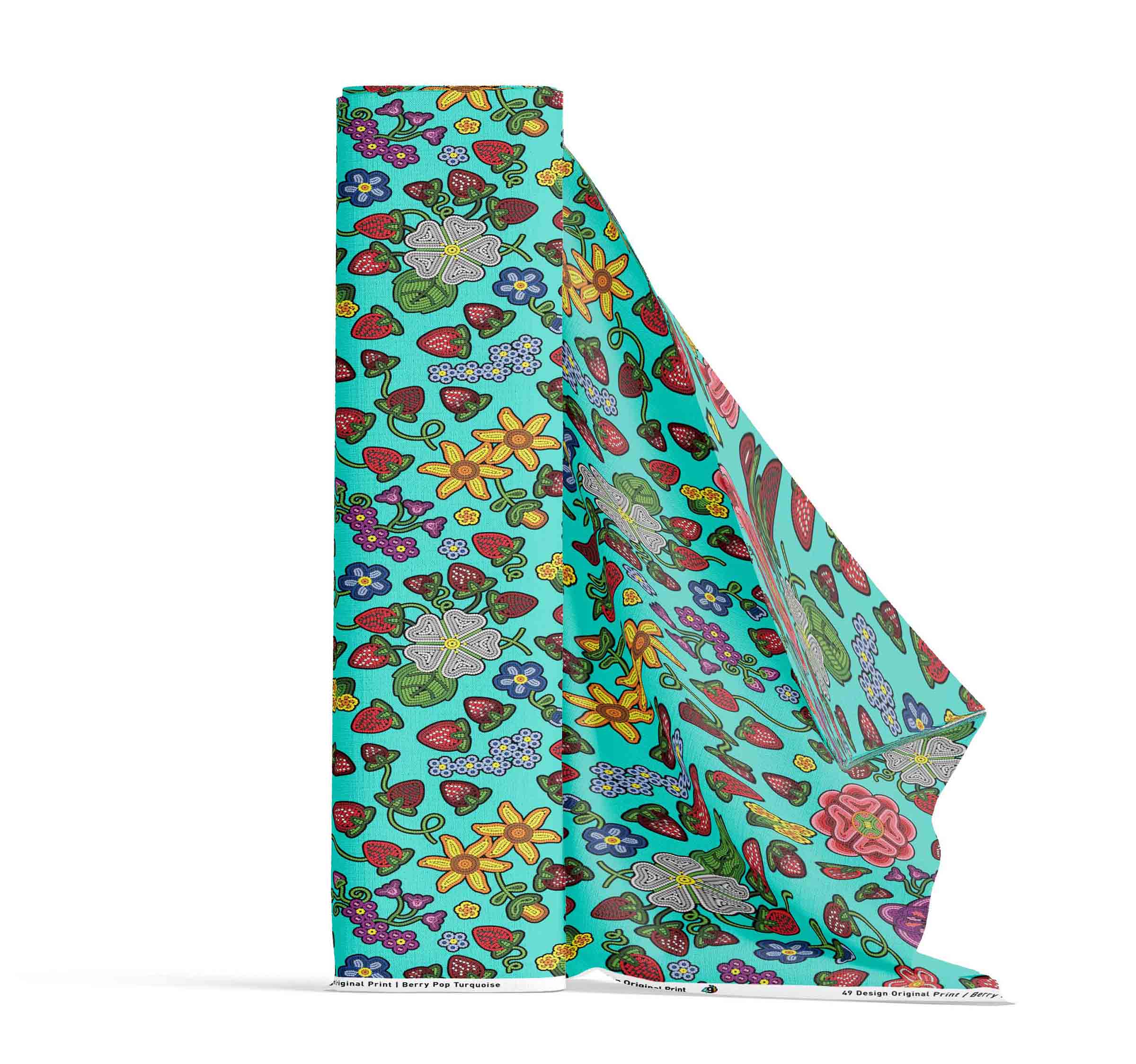 Berry Pop Turquoise Satin Fabric By the Yard Pre Order