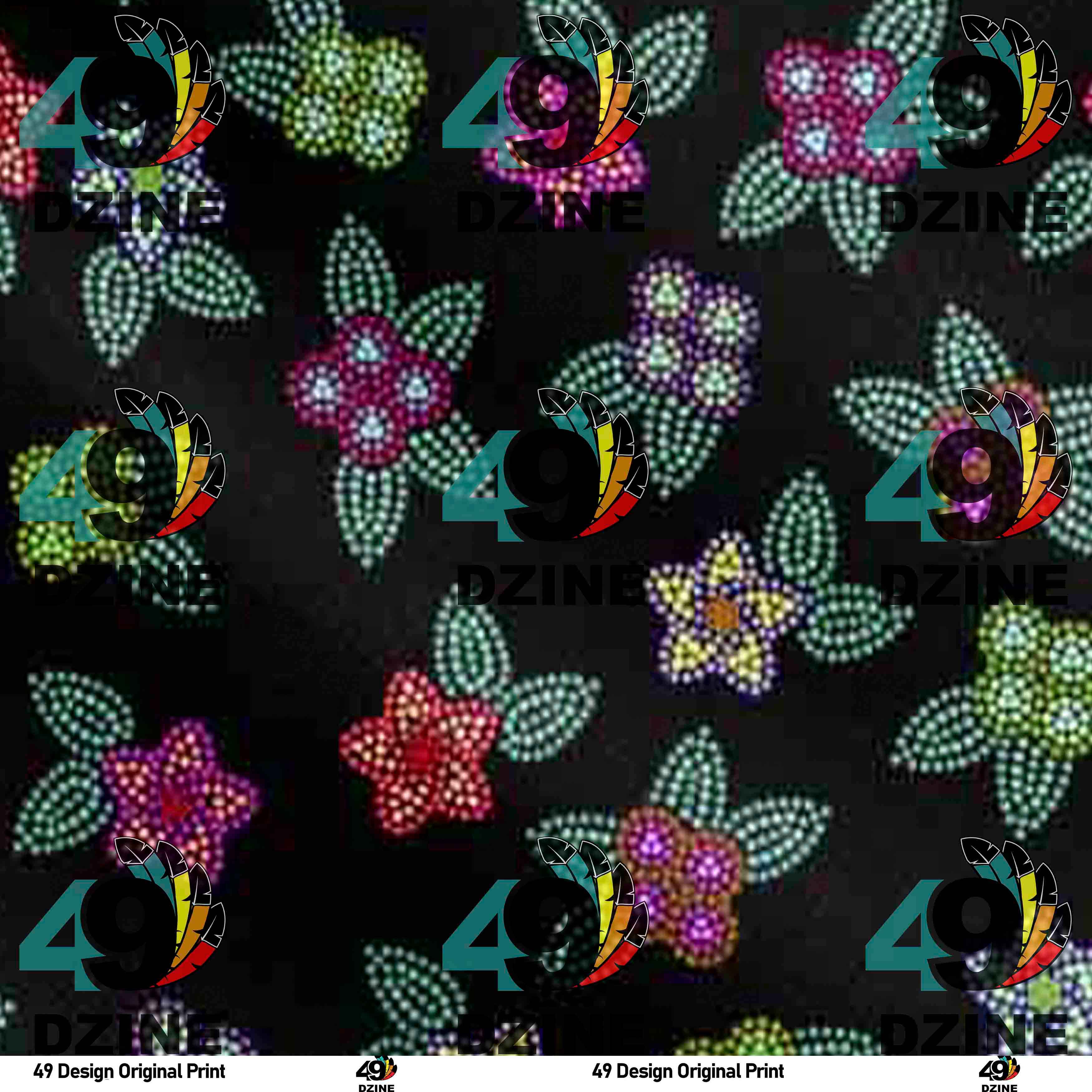 Berry Flowers Black Satin Fabric By the Yard Pre Order