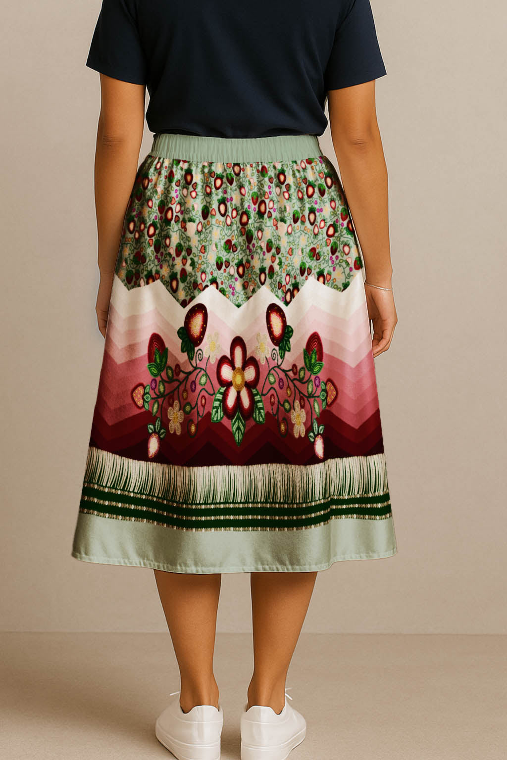 Berry Rites Sage 3 Elastic Waist Pocket Midi Skirt