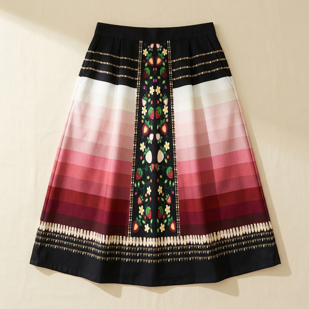 Berry Rites Black 2 Elastic Waist Pocket Midi Skirt