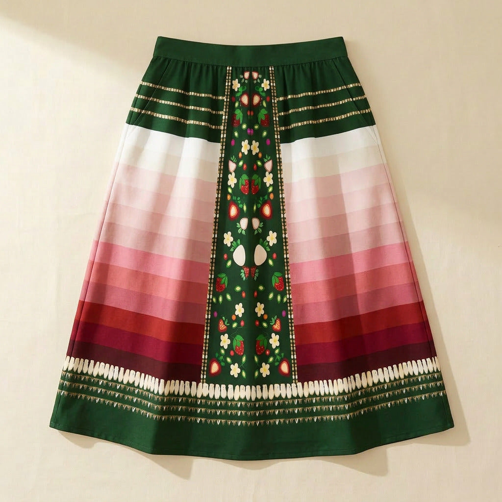 Berry Rites Hunter 2 Elastic Waist Pocket Midi Skirt