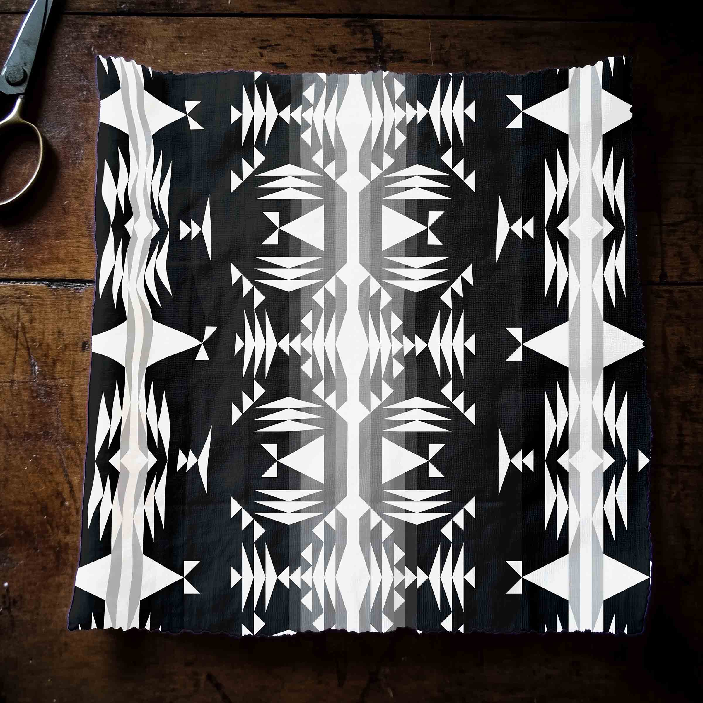 Between The Mountains Black and White Satin Fabric By the Yard Pre Order