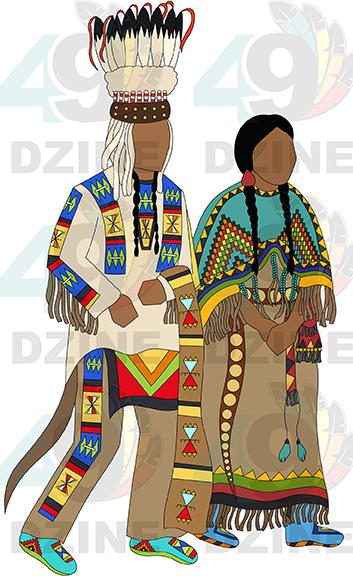 Blackfoot Couple in Traditional Regalian Transfer (Various Sizes)