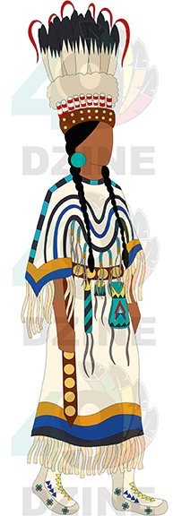 Blackfoot Women in Regalia with Headdress 2 Transfer (Various Sizes)