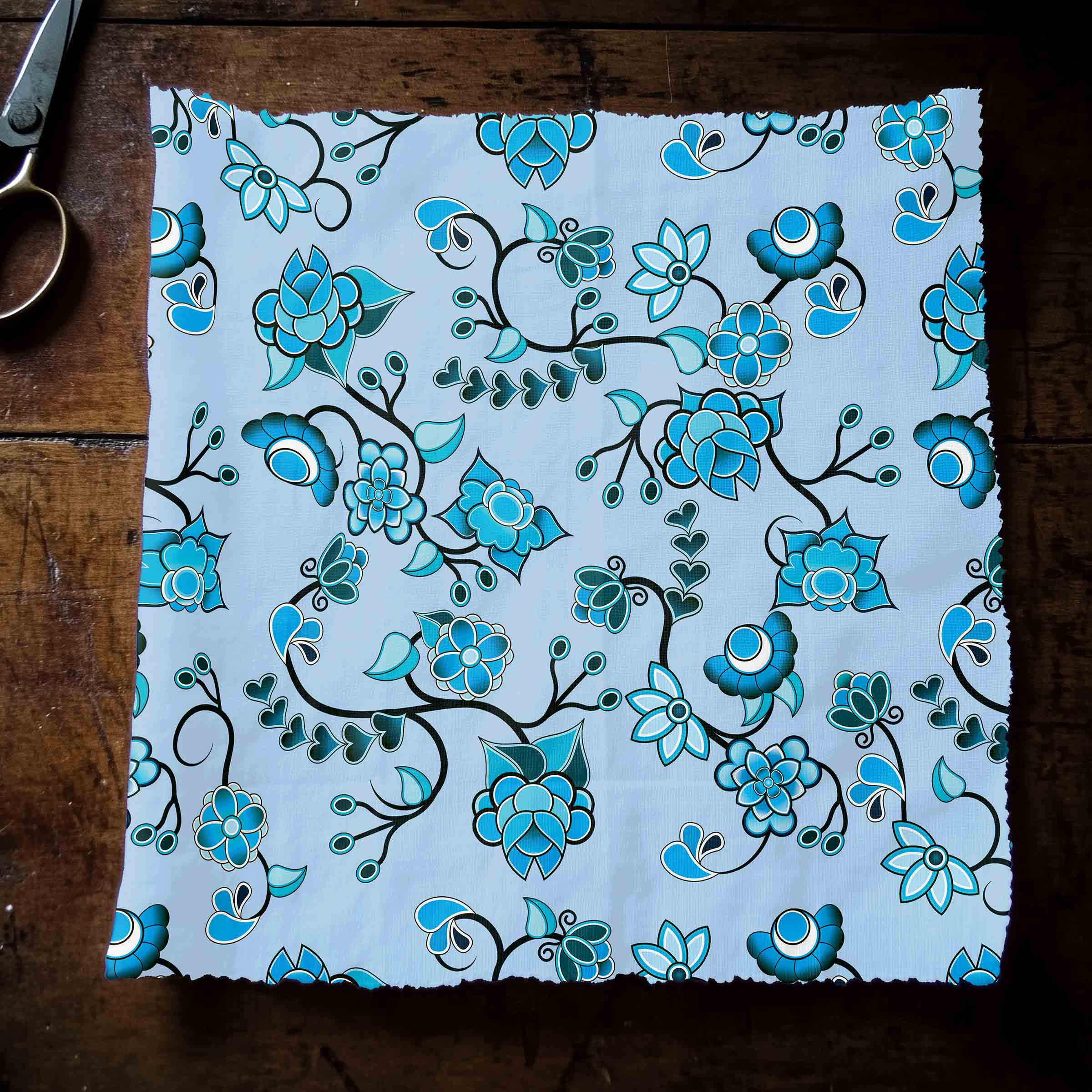 Blue Floral Amour Satin Fabric By the Yard Pre Order