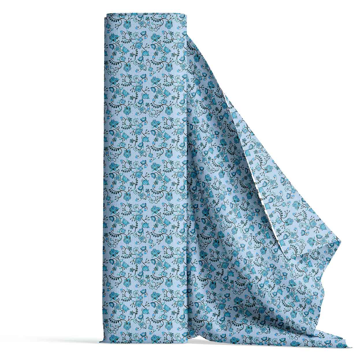 Blue Floral Amour Satin Fabric By the Yard Pre Order