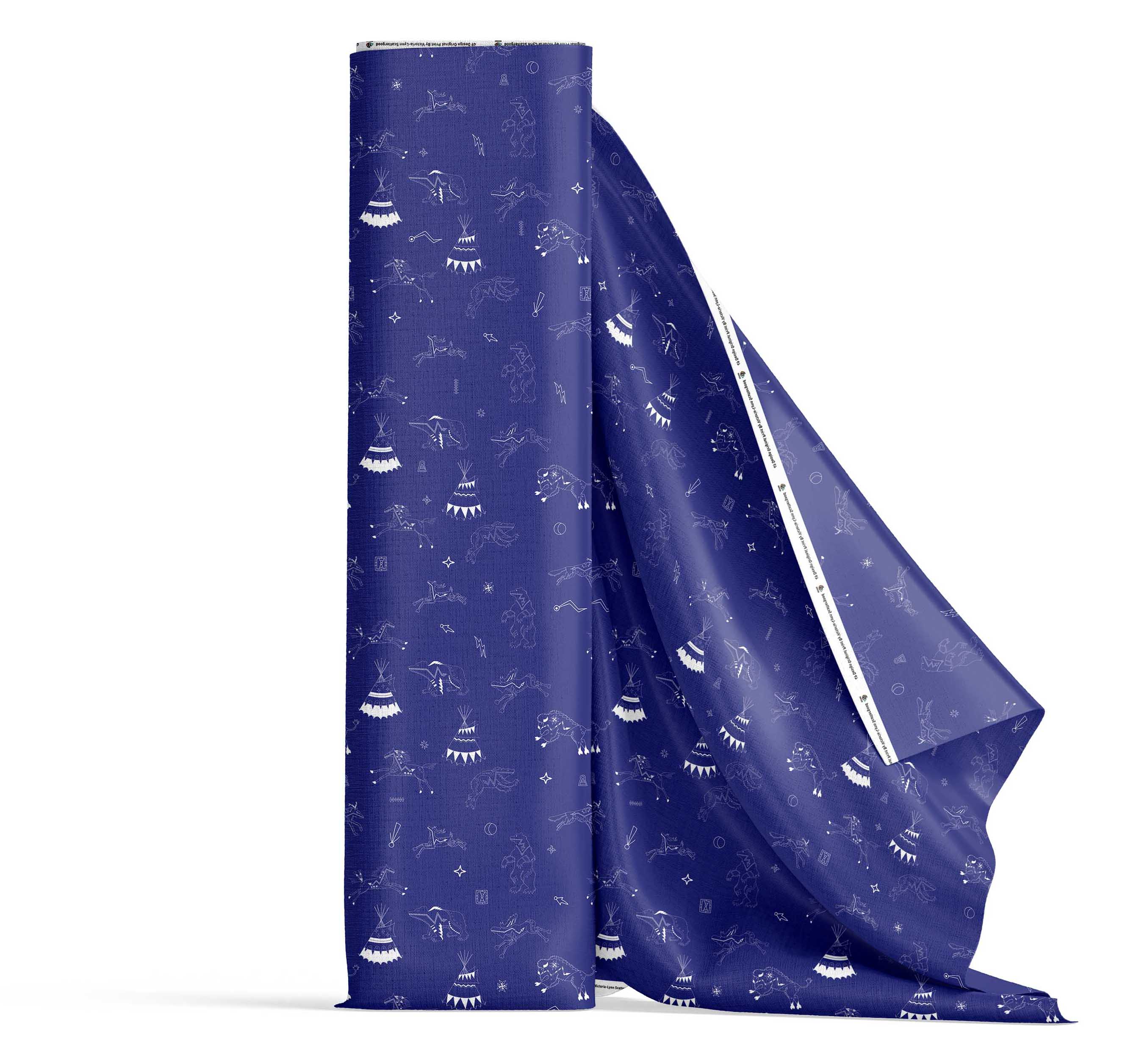 Ledger Dabbles Blue Satin Fabric By the Yard Pre Order