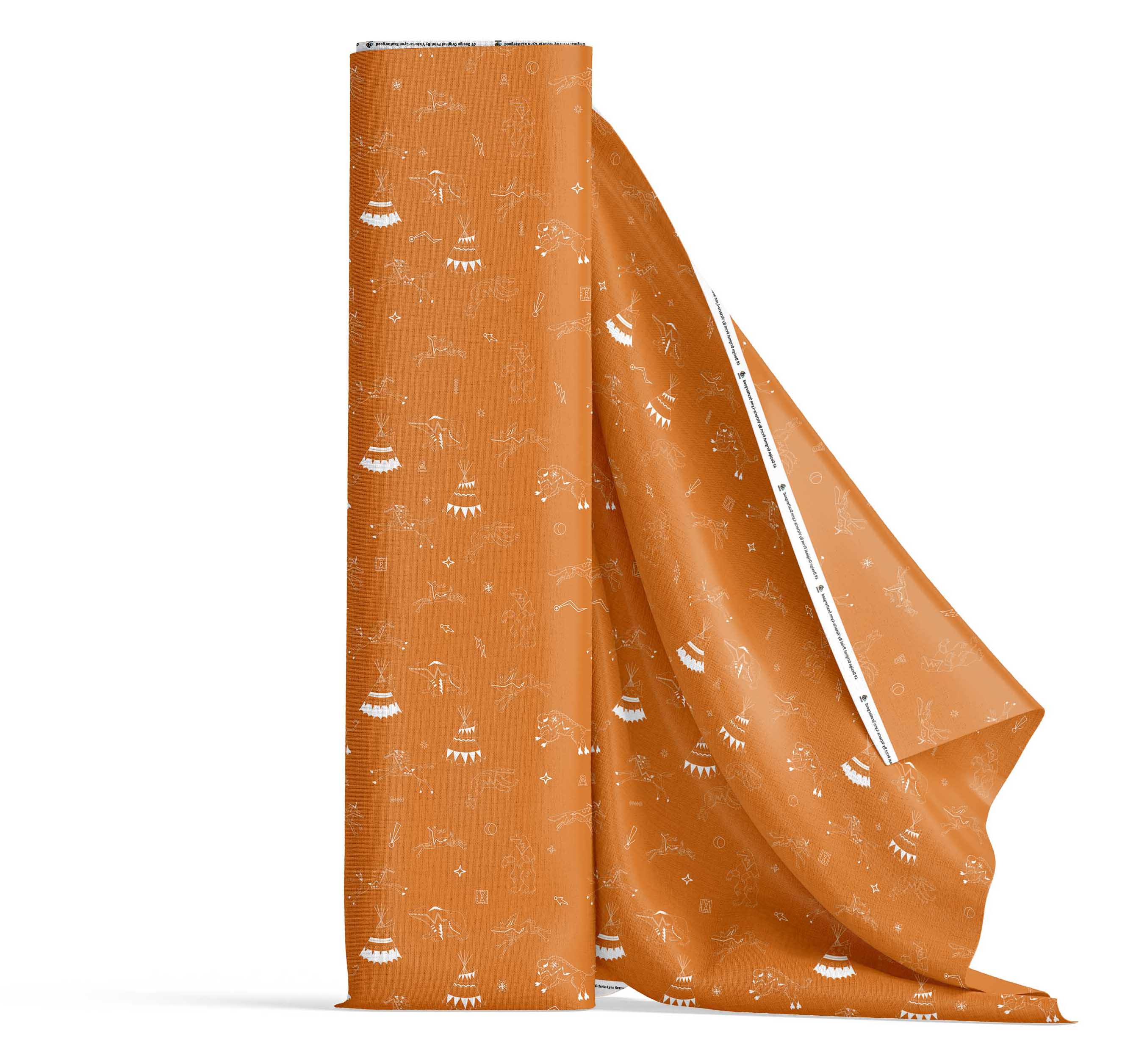 Ledger Dabbles Orange Satin Fabric By the Yard Pre Order