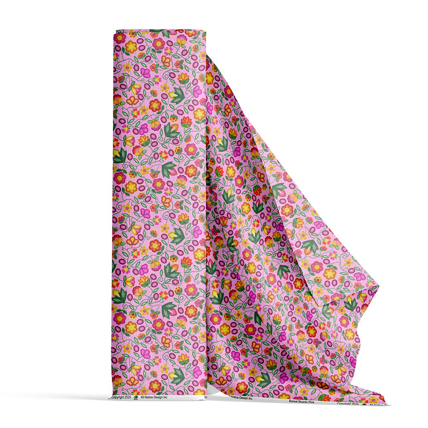 Boreal Bounty Pink Satin Fabric By the Yard Pre Order