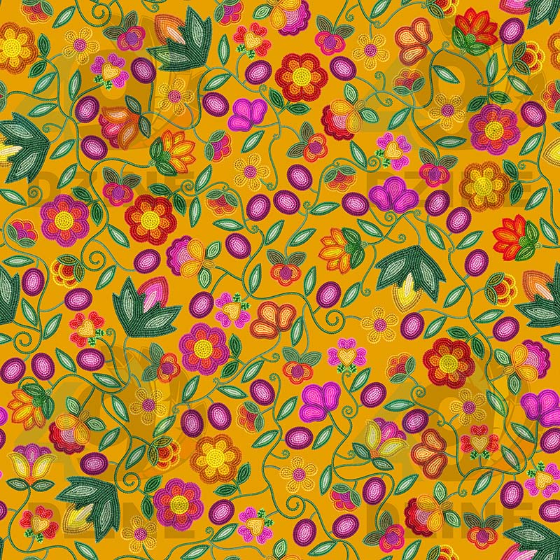 Boreal Bounty Yellow Satin Fabric By the Yard Pre Order