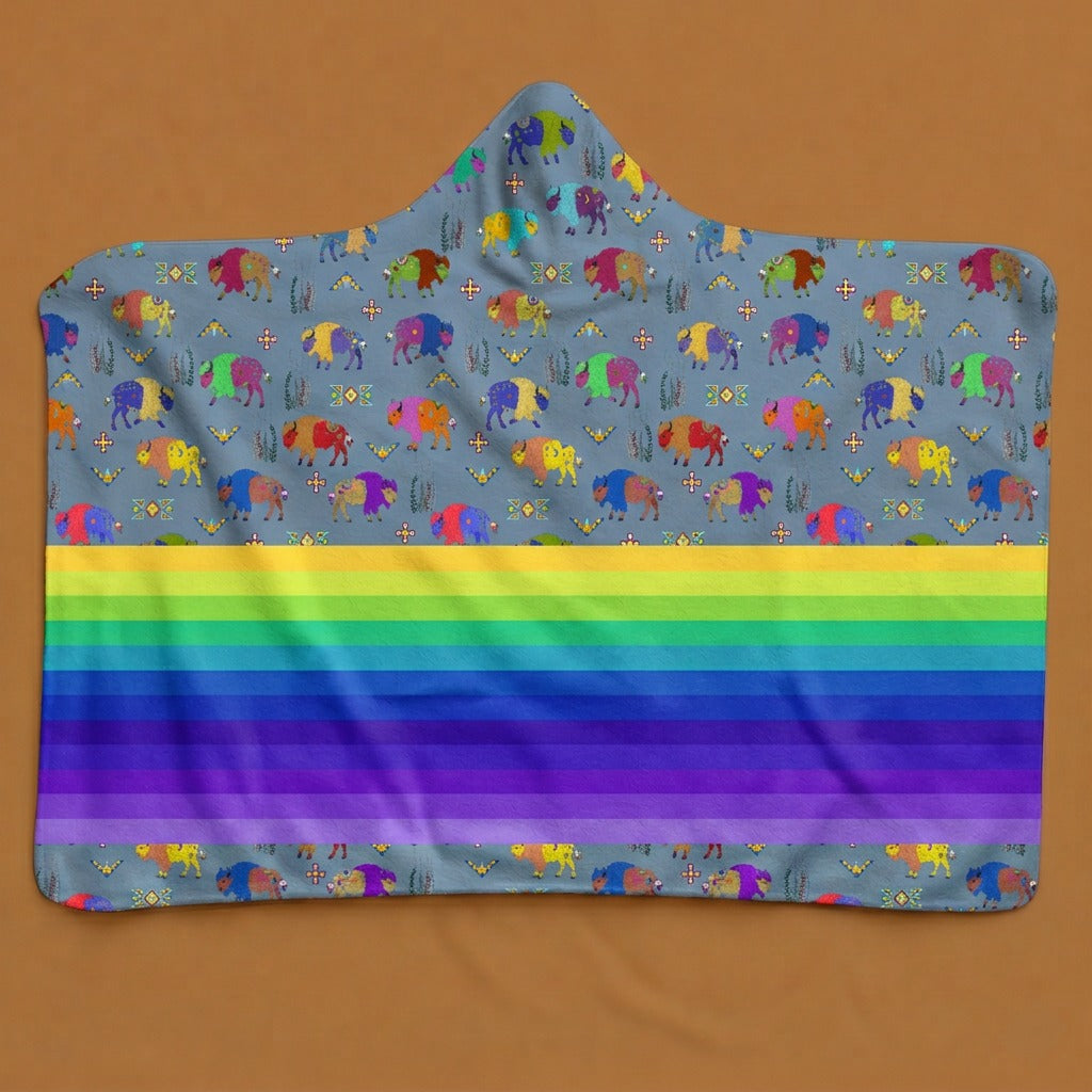 Buffalo Spirit Blue Hooded Blanket
