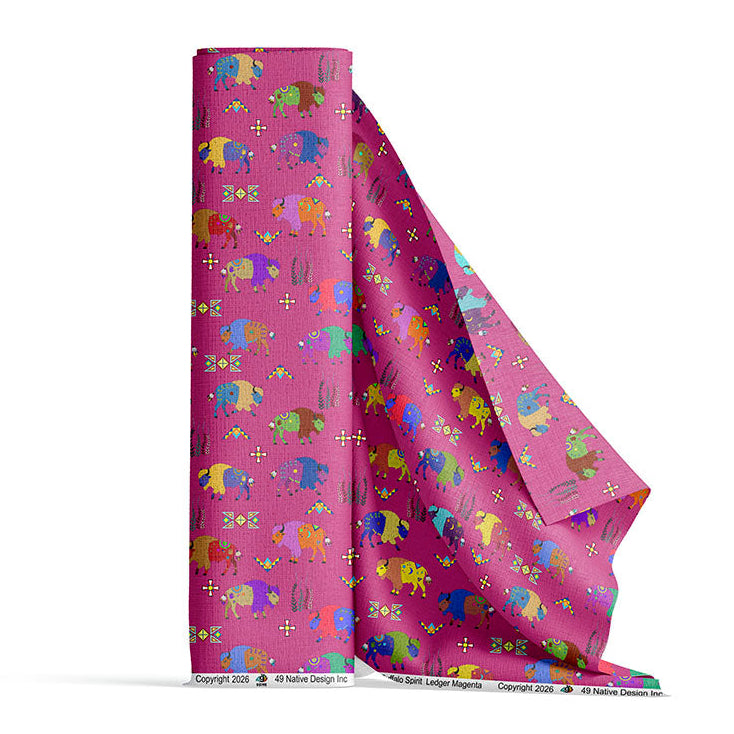 Buffalo Spirit Ledger Magenta 42 Inch Cotton Poplin Pre Order