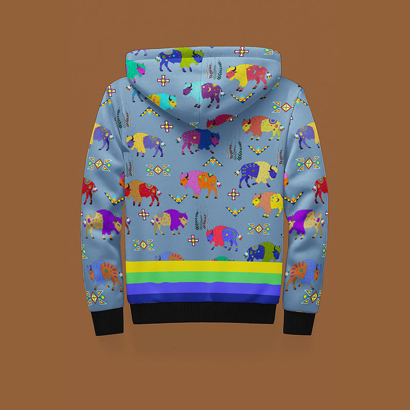 Buffalo Spirit Blue Sherpa Hoodie