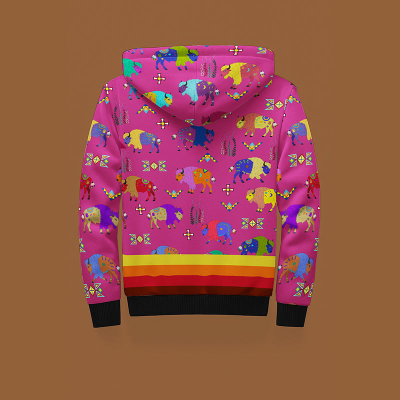 Buffalo Spirit  Magenta Sherpa Hoodie