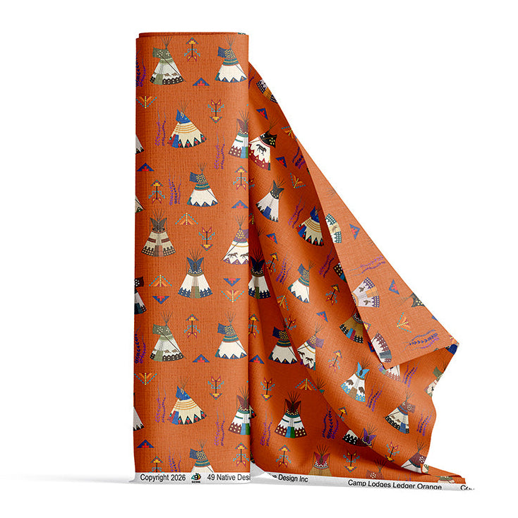 Camp Lodges Ledger Orange 42 Inch Cotton Poplin Pre Order