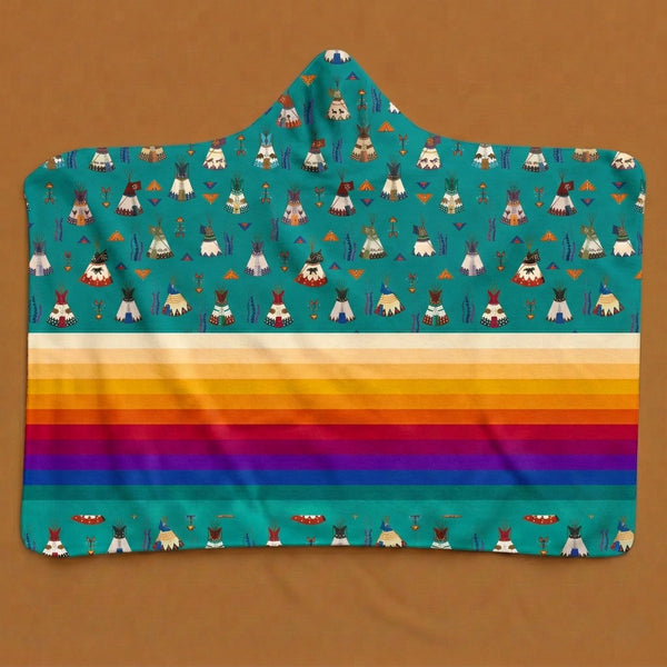 Camp Lodges Teal Hooded Blanket