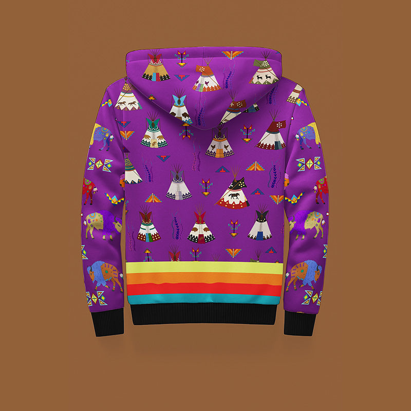Camp Lodges Purple Sherpa Hoodie