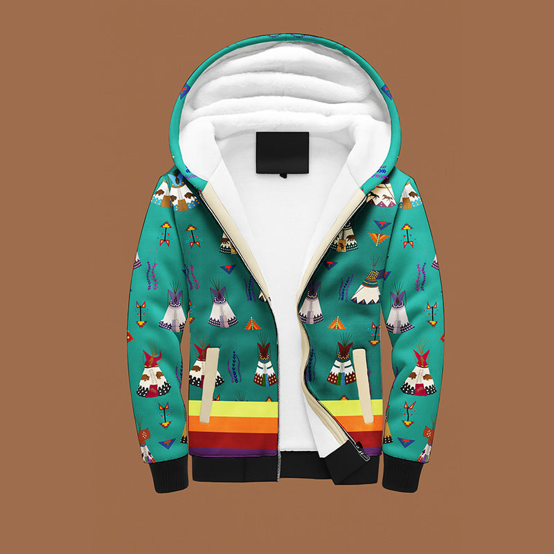 Camp Lodges Teal Sherpa Hoodie