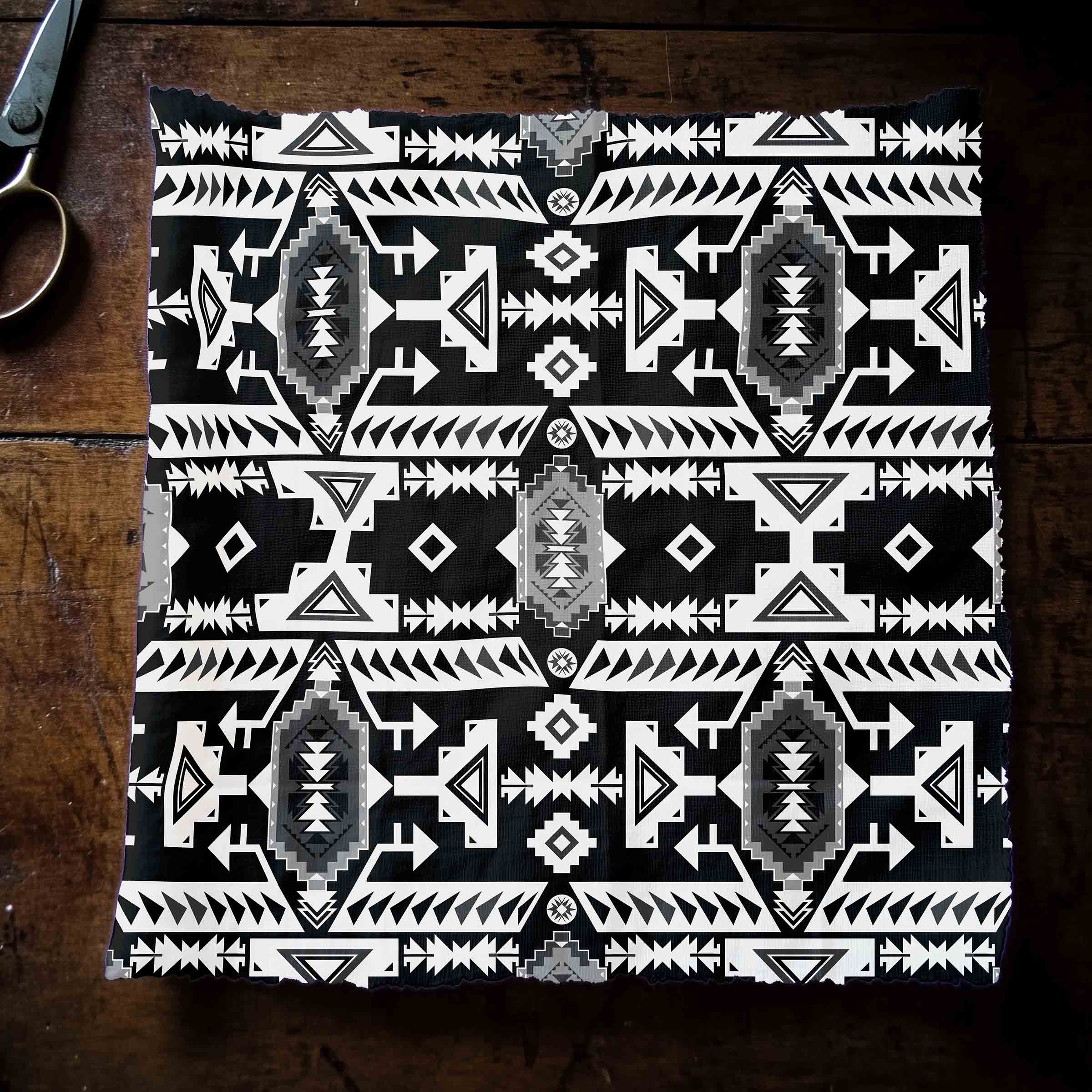 Chiefs Mountain Black and White Satin Fabric By the Yard Pre Order