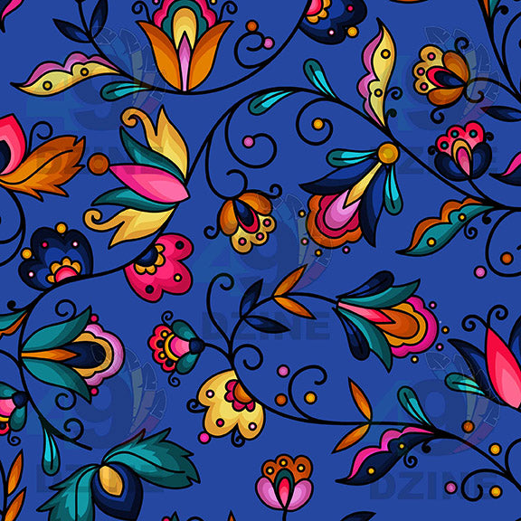 Copper Prairie Petals Blue 42 Inch Cotton Poplin Pre Order