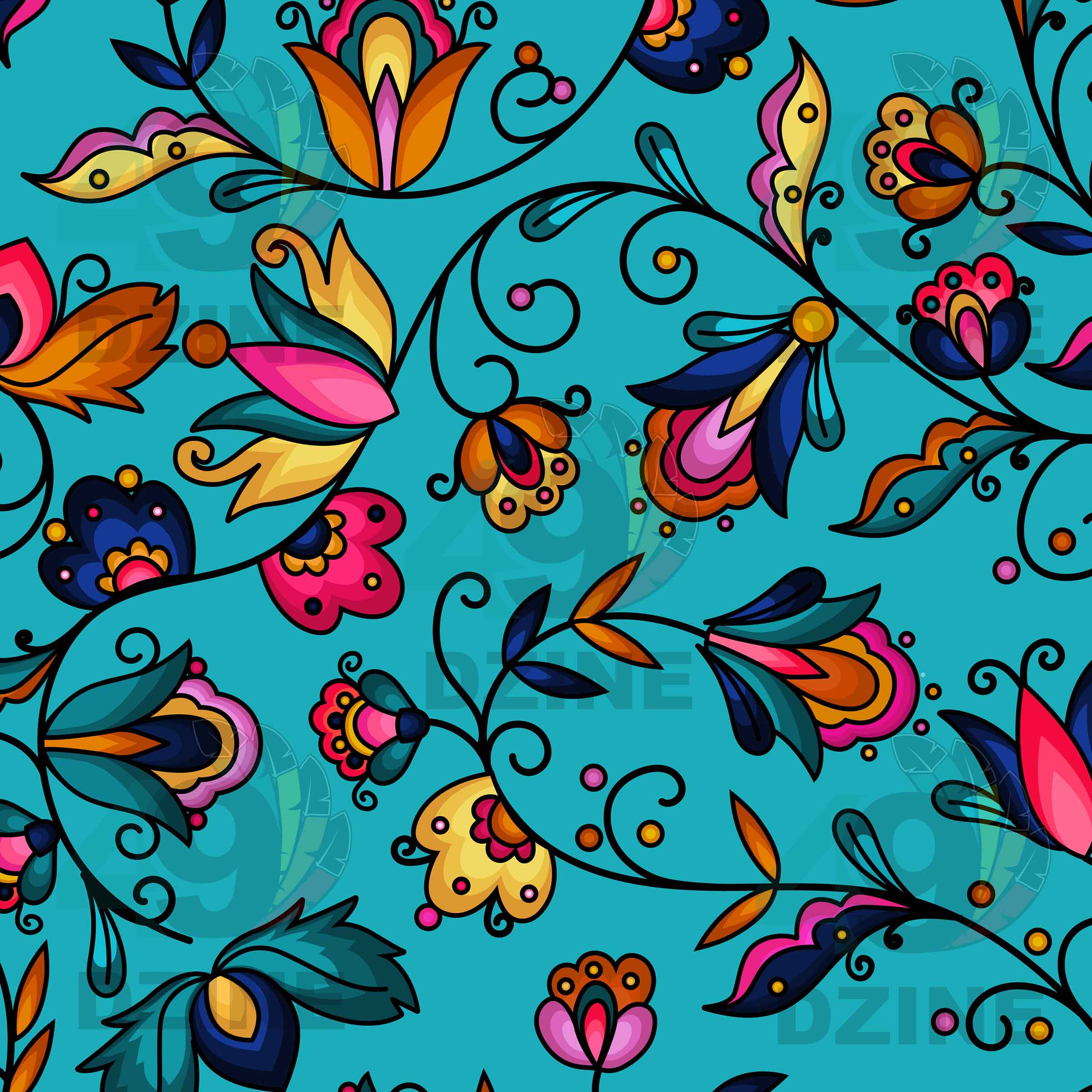 Copper Prairie Petals Turquoise 42 Inch Cotton Poplin Pre Order