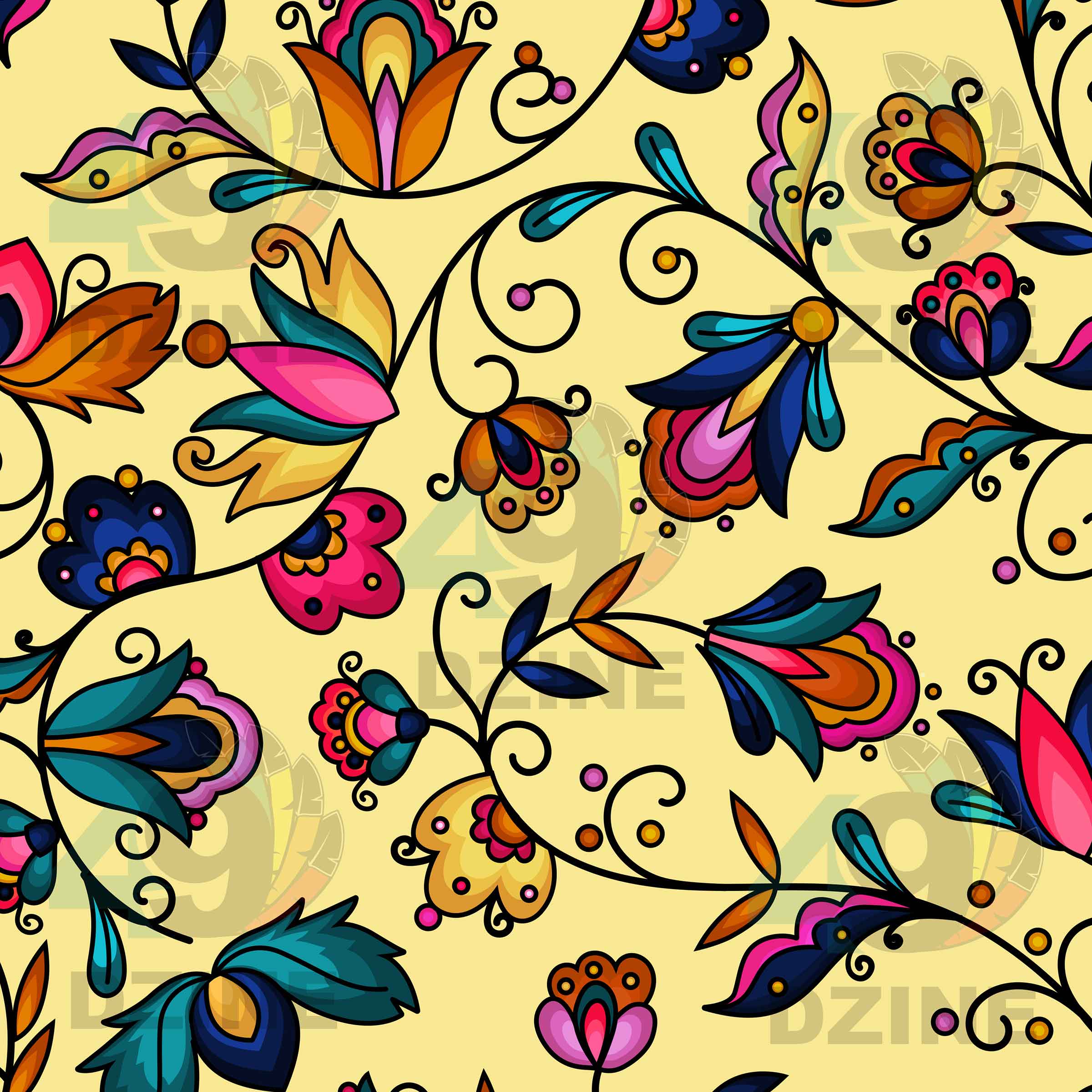 Copper Prairie Petals Yellow 42 Inch Cotton Poplin Pre Order