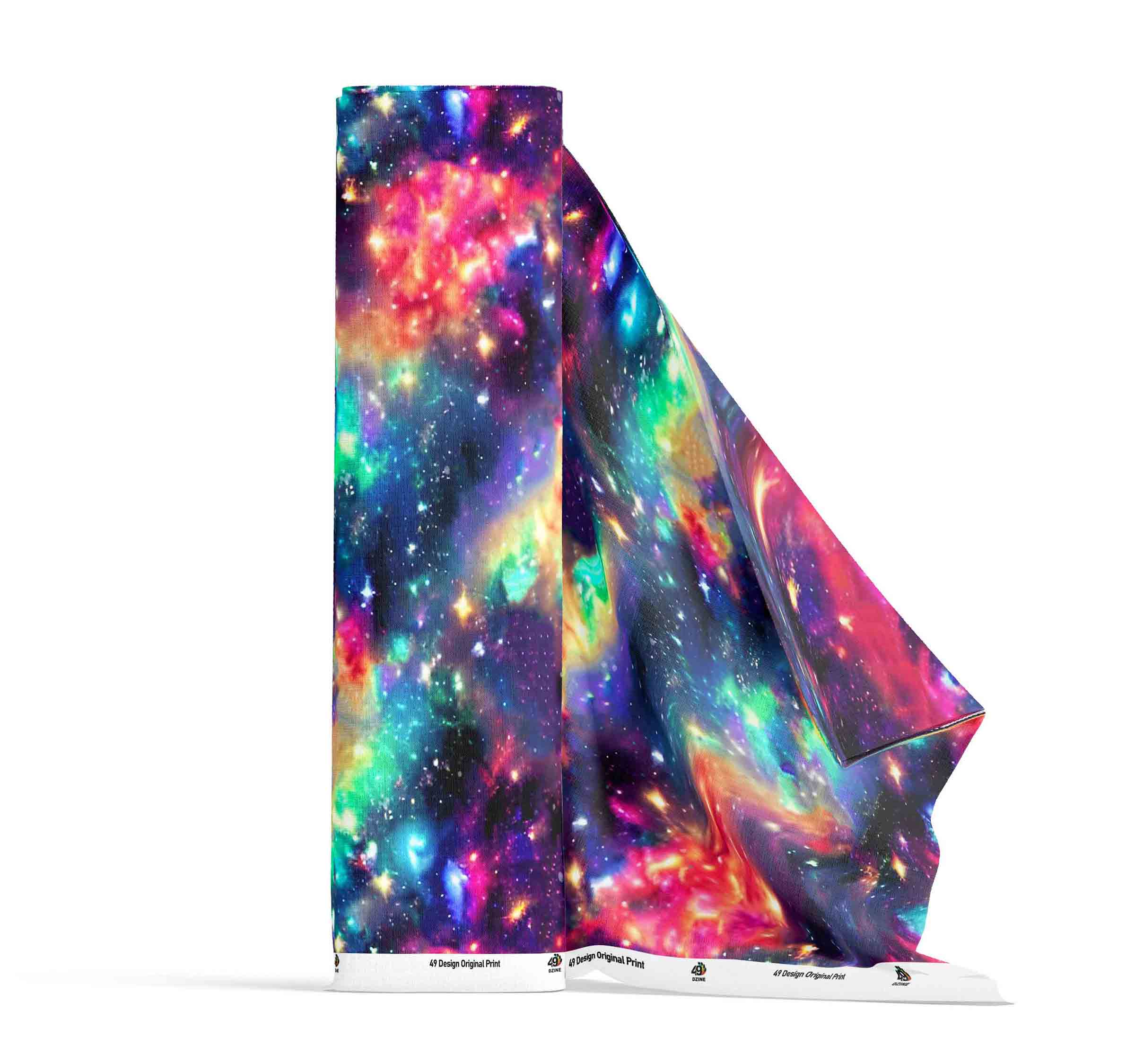 Cosmic Rainbow Satin Fabric By the Yard Pre Order