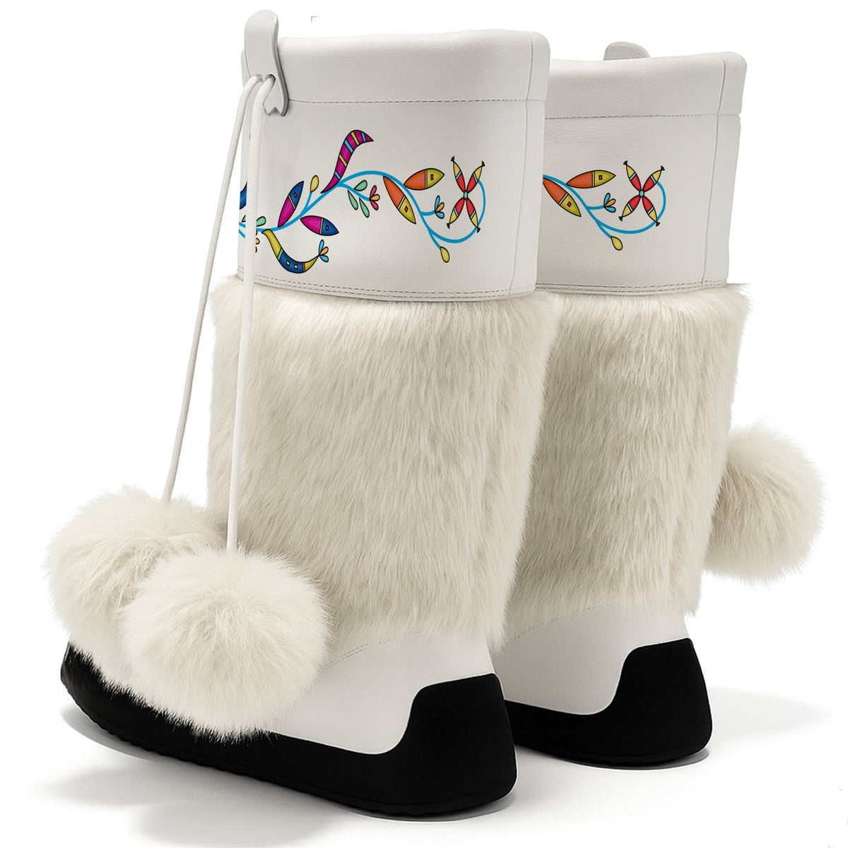 Cradle Creek Radiance White Real Leather MocLux Calf with White Fur