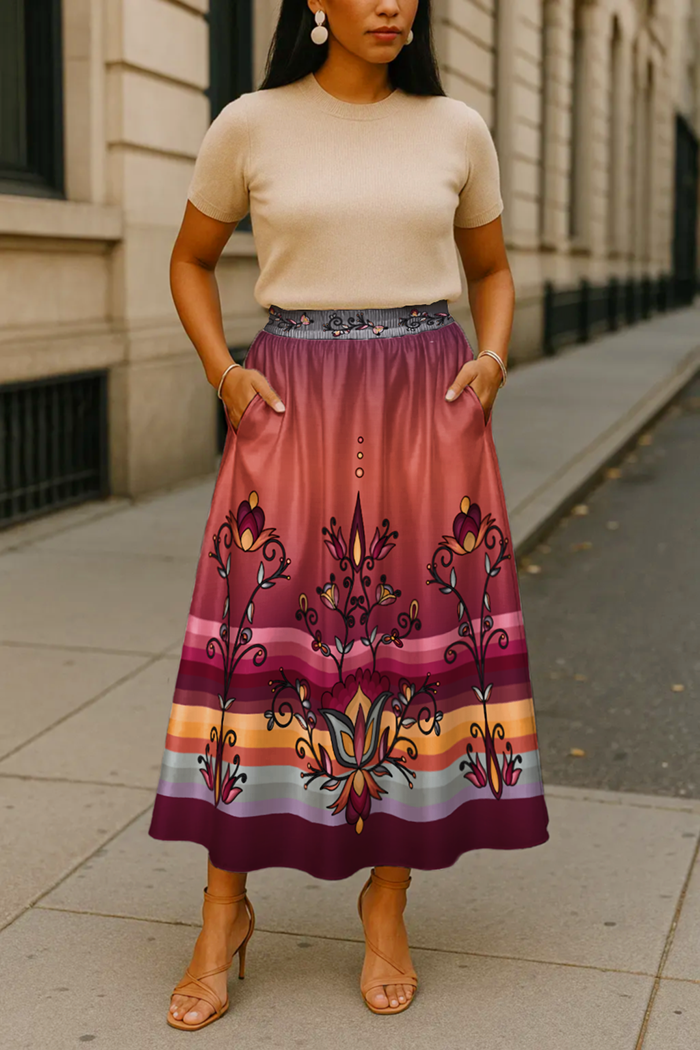Crimson Drift Petals Skirt