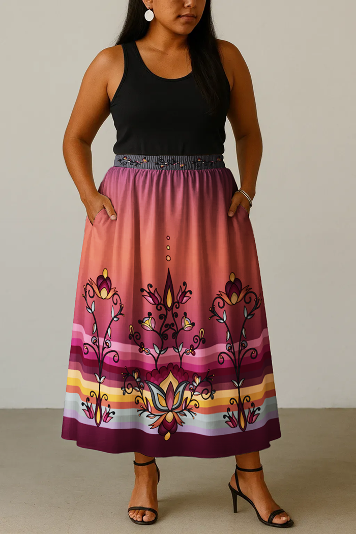 Crimson Drift Petals Skirt