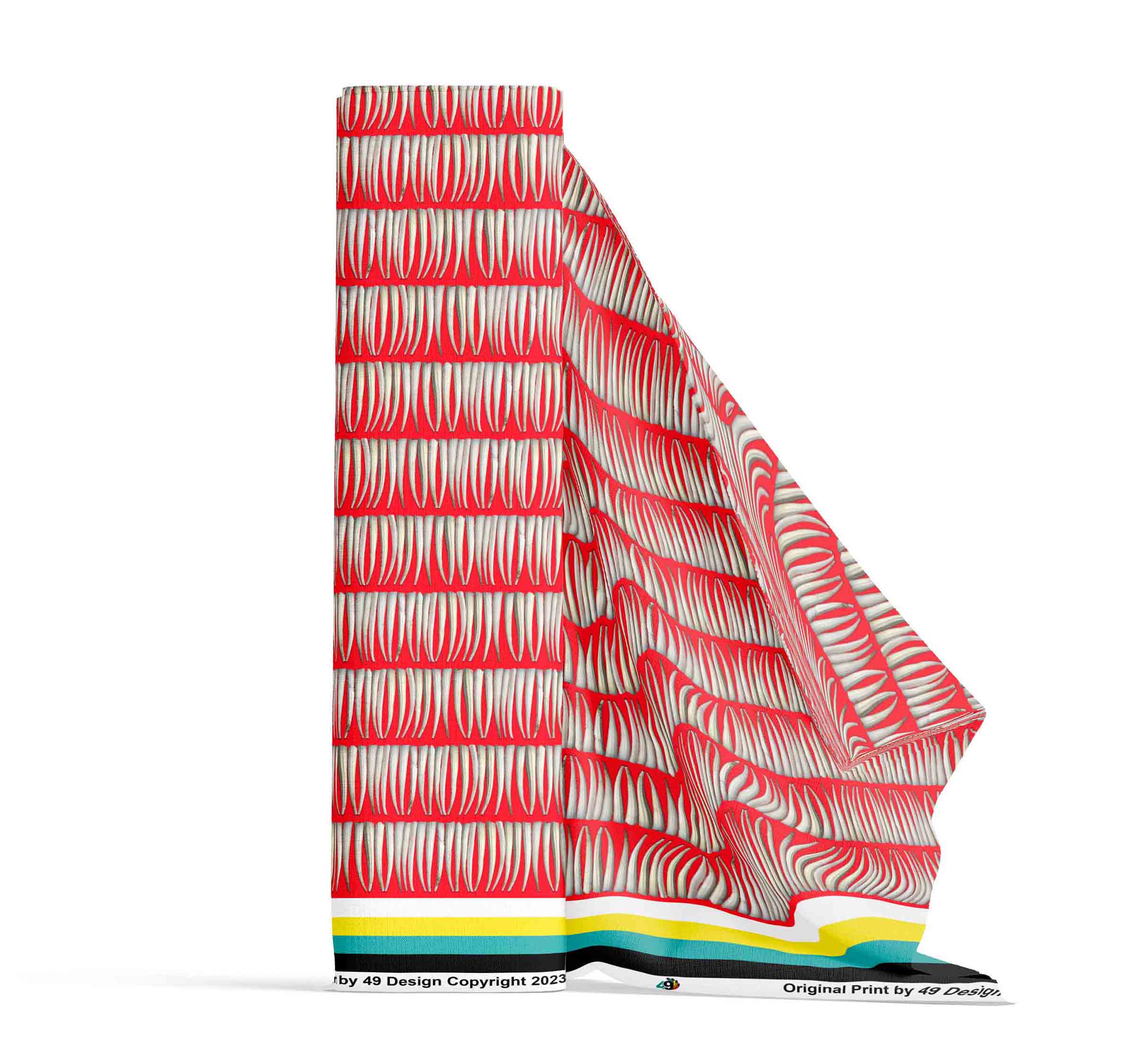 Dentalium on Red 42 Inch Cotton Poplin Pre Order