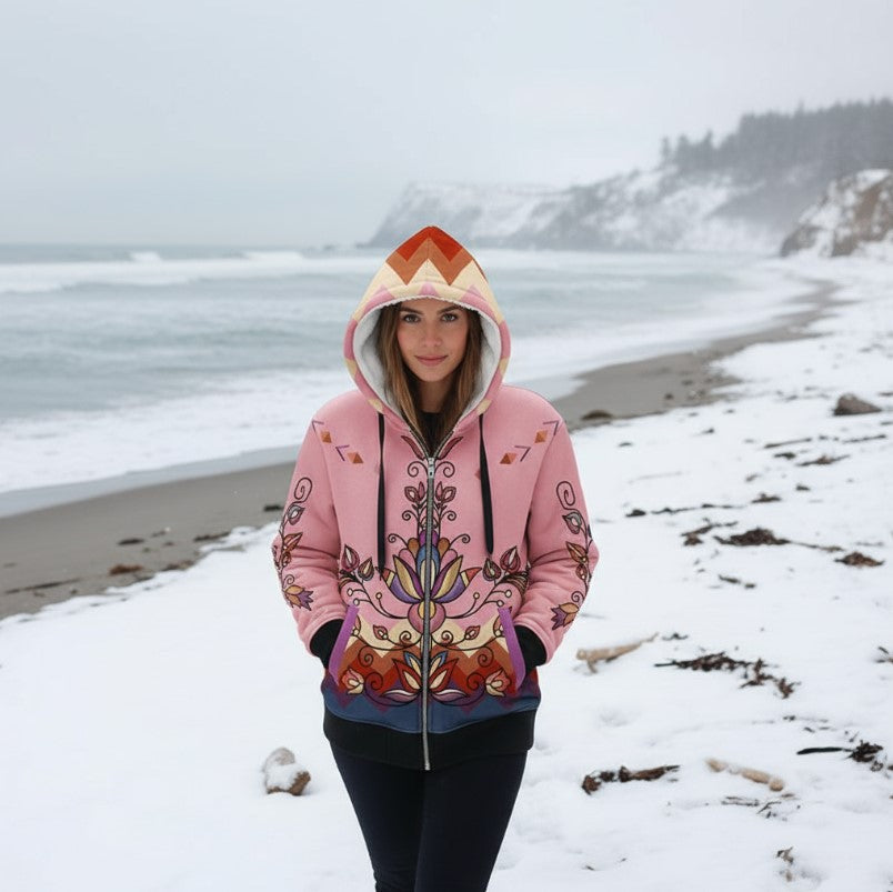 Ember Blossom Women's Sherpa Hoodie