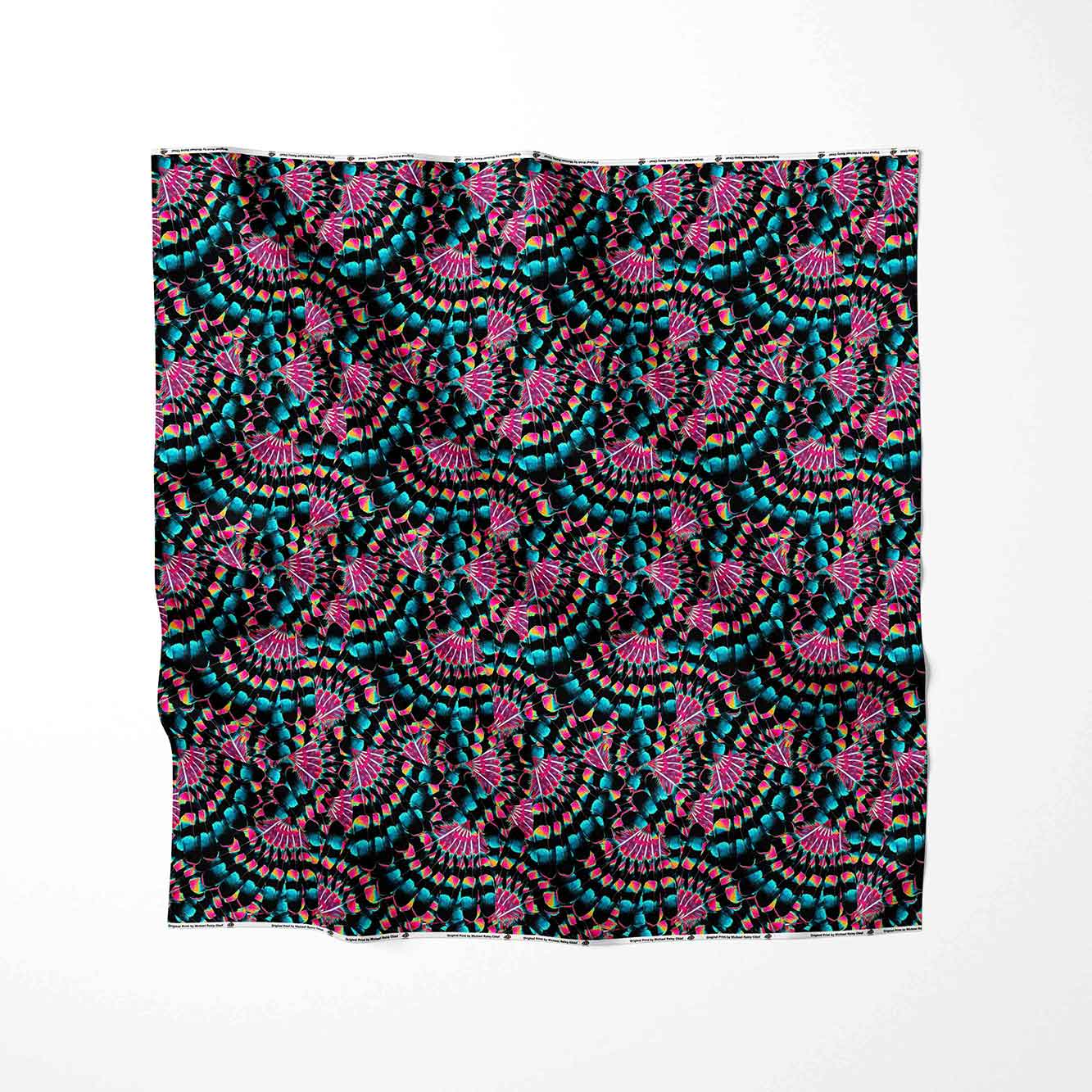 Hawk Feathers Heat Map Satin Fabric By the Yard Pre Order